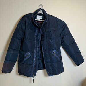 Guy Laroche Homme Navy Puffer Jacket | Size Large | Down Blend Quilted Coat